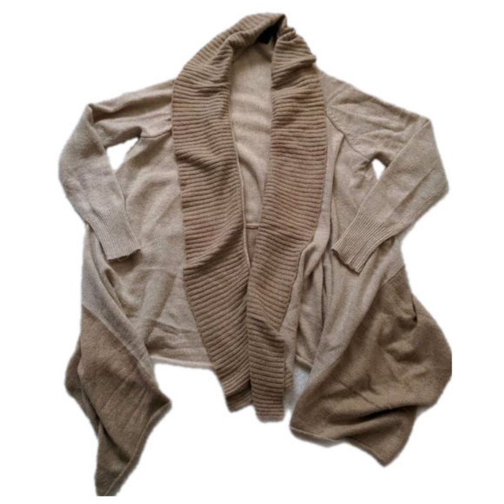 Love Stitch Cardigan Sweater Lagenlook Boho Drape Angora Knit Waterfall Small